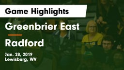 Greenbrier East  vs Radford Game Highlights - Jan. 28, 2019