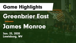 Greenbrier East  vs James Monroe Game Highlights - Jan. 23, 2020