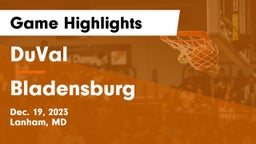 DuVal  vs Bladensburg  Game Highlights - Dec. 19, 2023