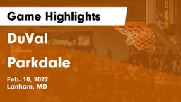 DuVal  vs Parkdale  Game Highlights - Feb. 10, 2022