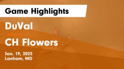 DuVal  vs CH Flowers  Game Highlights - Jan. 19, 2023