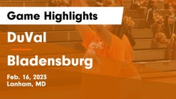 DuVal  vs Bladensburg  Game Highlights - Feb. 16, 2023