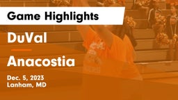 DuVal  vs Anacostia  Game Highlights - Dec. 5, 2023