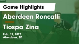 Aberdeen Roncalli  vs Tiospa Zina  Game Highlights - Feb. 15, 2022