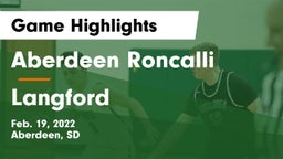 Aberdeen Roncalli  vs Langford  Game Highlights - Feb. 19, 2022