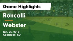 Roncalli  vs Webster  Game Highlights - Jan. 25, 2018