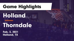 Holland  vs Thorndale  Game Highlights - Feb. 3, 2021