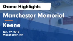 Manchester Memorial  vs Keene  Game Highlights - Jan. 19, 2018