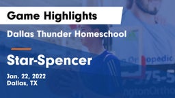 Dallas Thunder Homeschool  vs Star-Spencer  Game Highlights - Jan. 22, 2022
