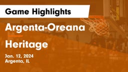 Argenta-Oreana  vs Heritage  Game Highlights - Jan. 12, 2024