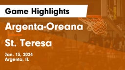 Argenta-Oreana  vs St. Teresa  Game Highlights - Jan. 13, 2024