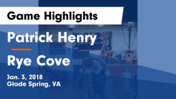 Patrick Henry  vs Rye Cove Game Highlights - Jan. 3, 2018