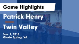 Patrick Henry  vs Twin Valley Game Highlights - Jan. 9, 2018