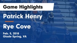 Patrick Henry  vs Rye Cove Game Highlights - Feb. 5, 2018