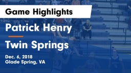 Patrick Henry  vs Twin Springs  Game Highlights - Dec. 6, 2018