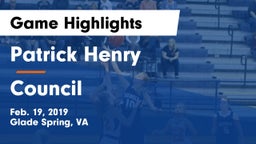 Patrick Henry  vs Council Game Highlights - Feb. 19, 2019