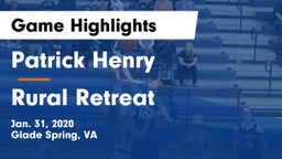 Patrick Henry  vs Rural Retreat  Game Highlights - Jan. 31, 2020