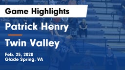 Patrick Henry  vs Twin Valley Game Highlights - Feb. 25, 2020