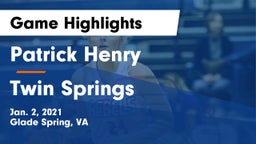 Patrick Henry  vs Twin Springs  Game Highlights - Jan. 2, 2021