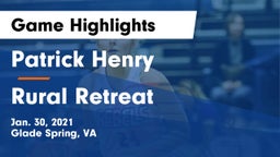 Patrick Henry  vs Rural Retreat  Game Highlights - Jan. 30, 2021