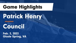 Patrick Henry  vs Council  Game Highlights - Feb. 2, 2022