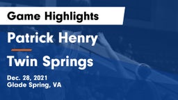 Patrick Henry  vs Twin Springs  Game Highlights - Dec. 28, 2021