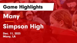Many  vs Simpson High Game Highlights - Dec. 11, 2023