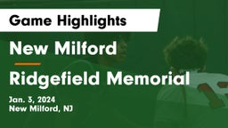 New Milford  vs Ridgefield Memorial  Game Highlights - Jan. 3, 2024