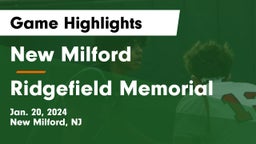 New Milford  vs Ridgefield Memorial  Game Highlights - Jan. 20, 2024