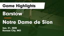 Barstow  vs Notre Dame de Sion  Game Highlights - Jan. 21, 2020