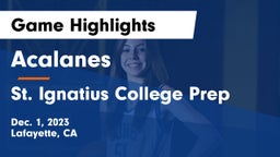 Acalanes  vs St. Ignatius College Prep Game Highlights - Dec. 1, 2023