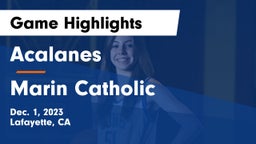 Acalanes  vs Marin Catholic  Game Highlights - Dec. 1, 2023