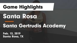 Santa Rosa  vs Santa Gertrudis Academy Game Highlights - Feb. 13, 2019