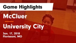 McCluer  vs University City  Game Highlights - Jan. 17, 2018