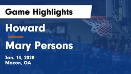 Howard  vs Mary Persons  Game Highlights - Jan. 14, 2020