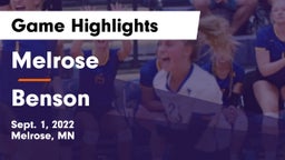 Melrose  vs Benson  Game Highlights - Sept. 1, 2022