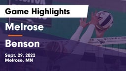 Melrose  vs Benson  Game Highlights - Sept. 29, 2022