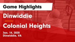Dinwiddie  vs Colonial Heights  Game Highlights - Jan. 14, 2020