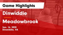 Dinwiddie  vs Meadowbrook  Game Highlights - Jan. 16, 2020
