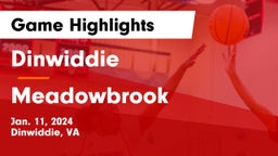 Dinwiddie  vs Meadowbrook  Game Highlights - Jan. 11, 2024