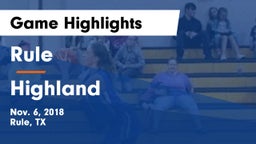 Rule  vs Highland  Game Highlights - Nov. 6, 2018