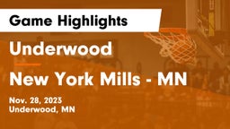 Underwood  vs New York Mills  - MN Game Highlights - Nov. 28, 2023