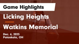 Licking Heights  vs Watkins Memorial  Game Highlights - Dec. 6, 2023