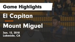 El Capitan  vs Mount Miguel Game Highlights - Jan. 12, 2018