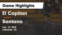 El Capitan  vs Santana Game Highlights - Jan. 19, 2018