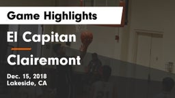 El Capitan  vs Clairemont  Game Highlights - Dec. 15, 2018