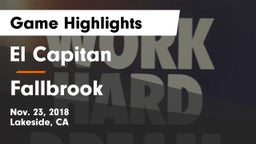 El Capitan  vs Fallbrook  Game Highlights - Nov. 23, 2018