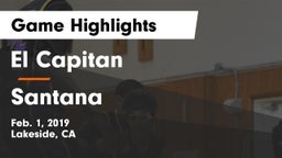 El Capitan  vs Santana  Game Highlights - Feb. 1, 2019