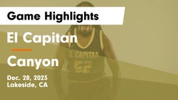 El Capitan  vs Canyon  Game Highlights - Dec. 28, 2023