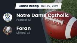 Recap: Notre Dame Catholic  vs. Foran  2021